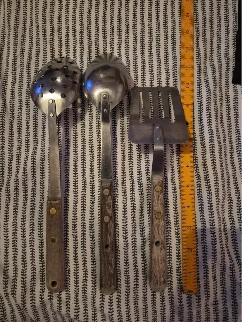 Vintage Prudential USA Slotted Spatula & Spoon Surgical Stainless W/ Wood Handle